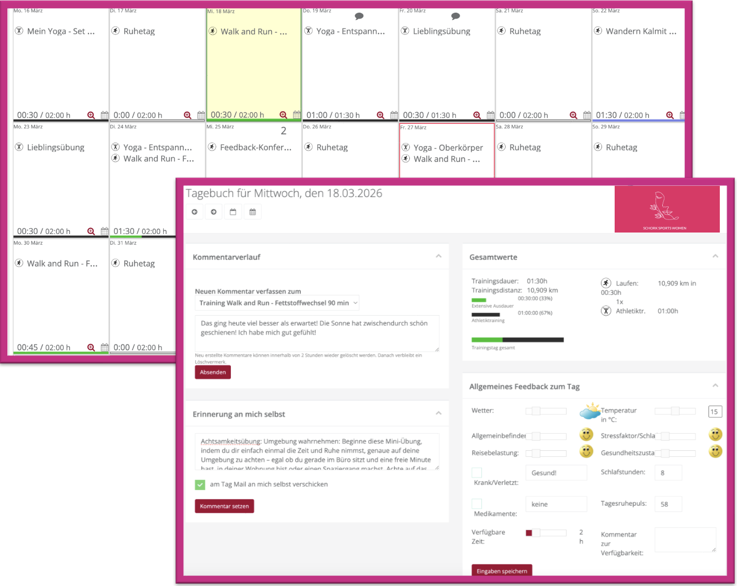 Planungstool Training & Coaching - SCHORK Sports Women
